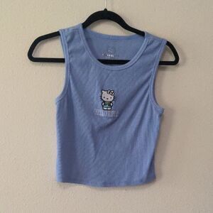 Hello Kitty Embroidered Pale Blue Tank Top
